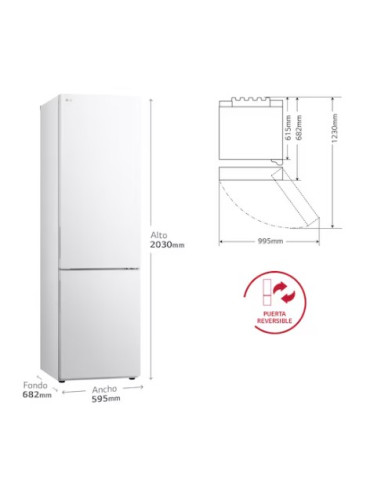 FRIGORÍFICO COMBI LG GBV22NCDSW, 419L, SERIE...