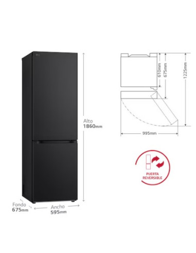 FRIGORÍFICO COMBI LG GBV3100CEP, 374L, SERIE...