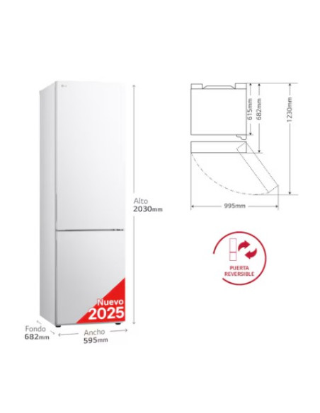 FRIGORÍFICO COMBI  LG GBV22NCCSW, 419L, SERIE 200