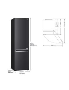 FRIGORIFICO COMBI, GBB92MCB2P LG ,419L, ACERO Y NEGRO