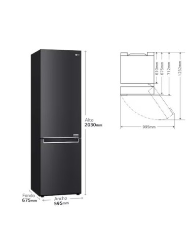 FRIGORIFICO COMBI, GBB92MCB2P LG ,419L, ACERO Y...