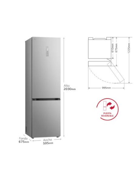 FRIGORÍFICO COMBI , 419L LG GBV5250CPY, SERIE 500