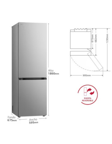 FRIGORÍFICO COMBI LG , 374L, SERIE 700 GBV7180CPY