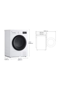 Secadora 8kg, D, con Bomba de calor, Blanca, Serie 100 LG...