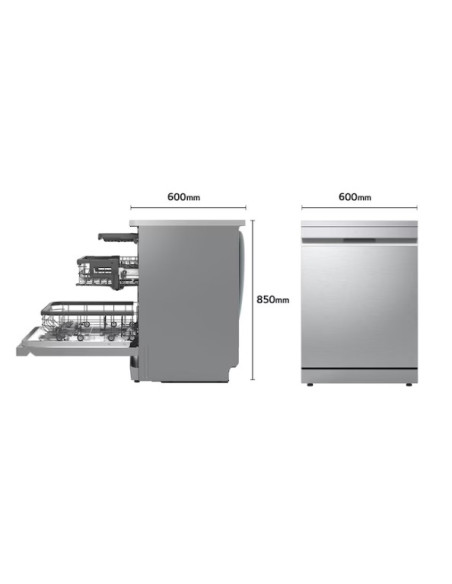 Lavavajillas LG QuadWashᵀᴹ Steam, Inox antihuellas, A, Con lavado a vapor y tercera bandeja LG DF375HVS.APYQEES