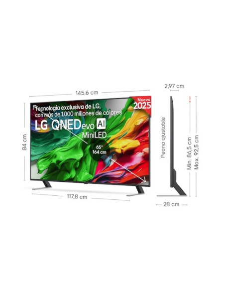 Smart TV LG QNED evo AI QNED85 65 pulgadas MiniLED 4K 2025 LG 65QNED85A6C.AEU