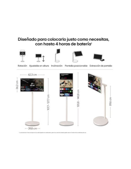 Smart TV Portátil LG StanbyME 2 de 27 pulgadas QHD táctil, con hasta 4h. de batería 2025 27LX6TDGA.AEU