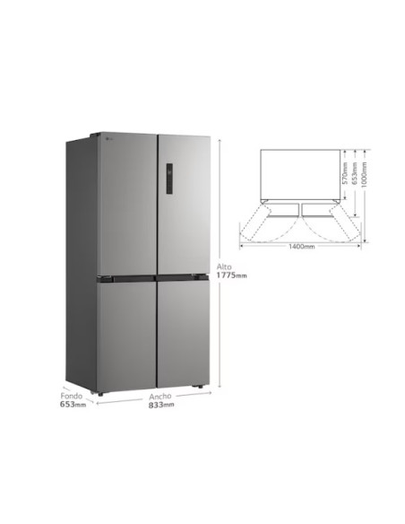 Frigorífico American Combi Total No Frost, Clasificación E, 474L, Silver LG GMM41MSBEM.AMSQEUR